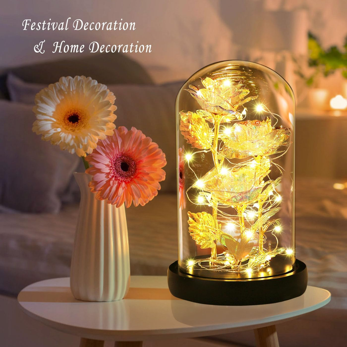 Birthday Gifts Galaxy Artificial Rose, Flowers Beauty and the Beast Rose Gold Foil Rose Enchanted Colorful Infinity Rose, Rose Flowers Gifts for Home Decor Unique Gifts for Women