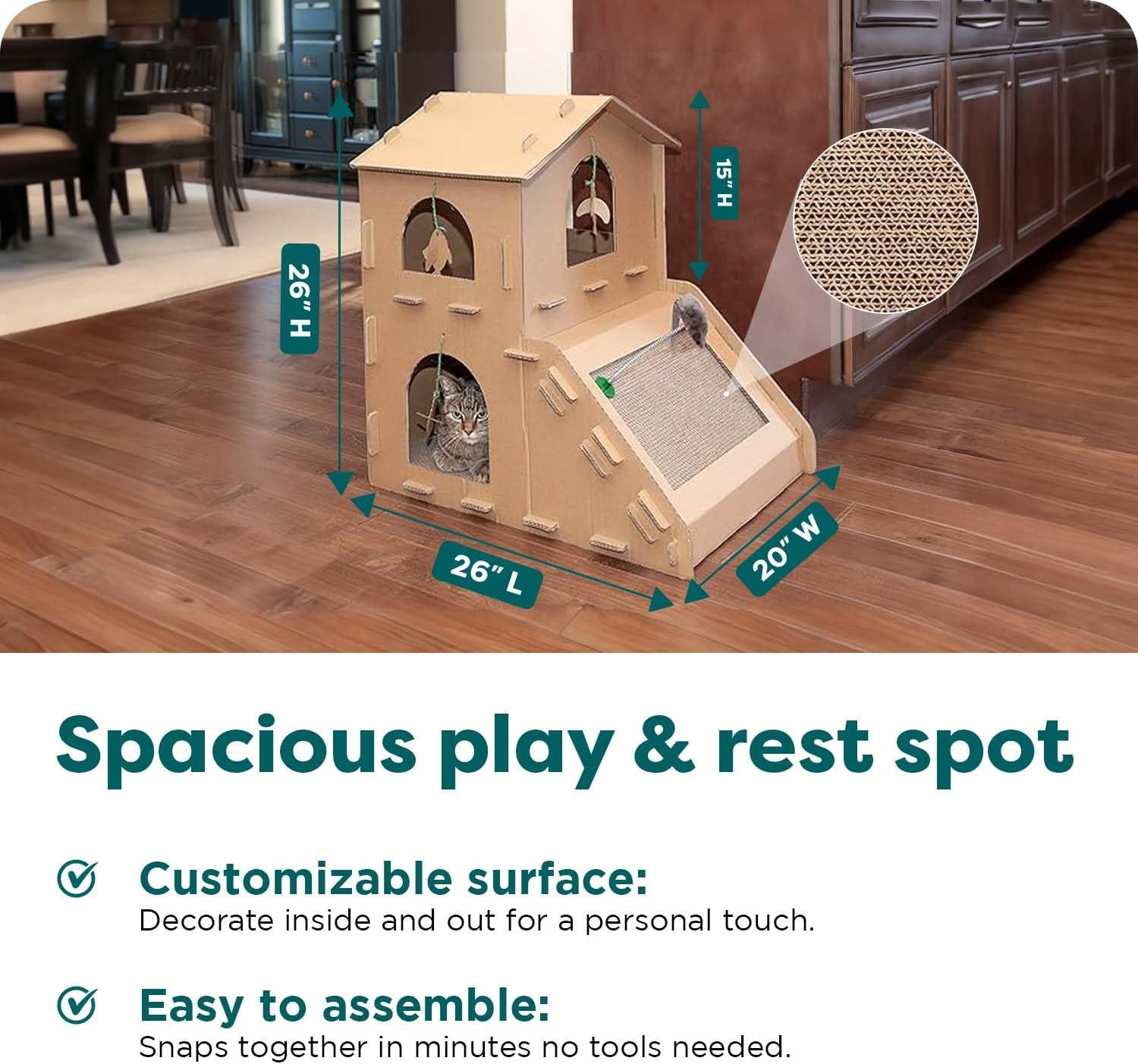 Cat Scratchers with Catnip - Tiger Tough Multi-Level Cat House Scratcher Playgrounds, Classic Reversible Scratching Board, Interactive Busy Box Toy Scratcher, and More