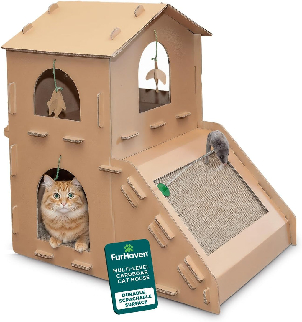 Cat Scratchers with Catnip - Tiger Tough Multi-Level Cat House Scratcher Playgrounds, Classic Reversible Scratching Board, Interactive Busy Box Toy Scratcher, and More